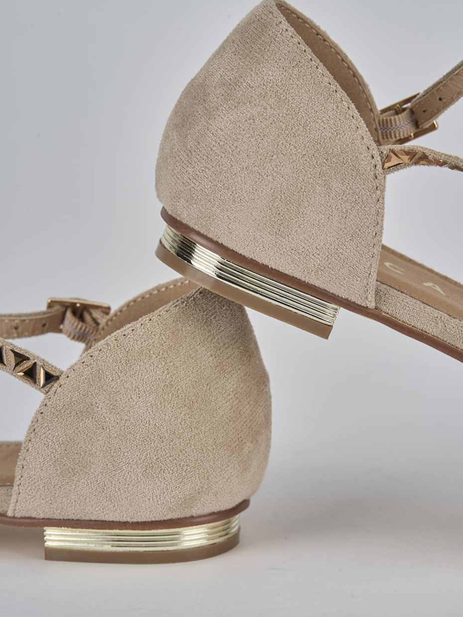 Sandali tacco 1cm pelle beige