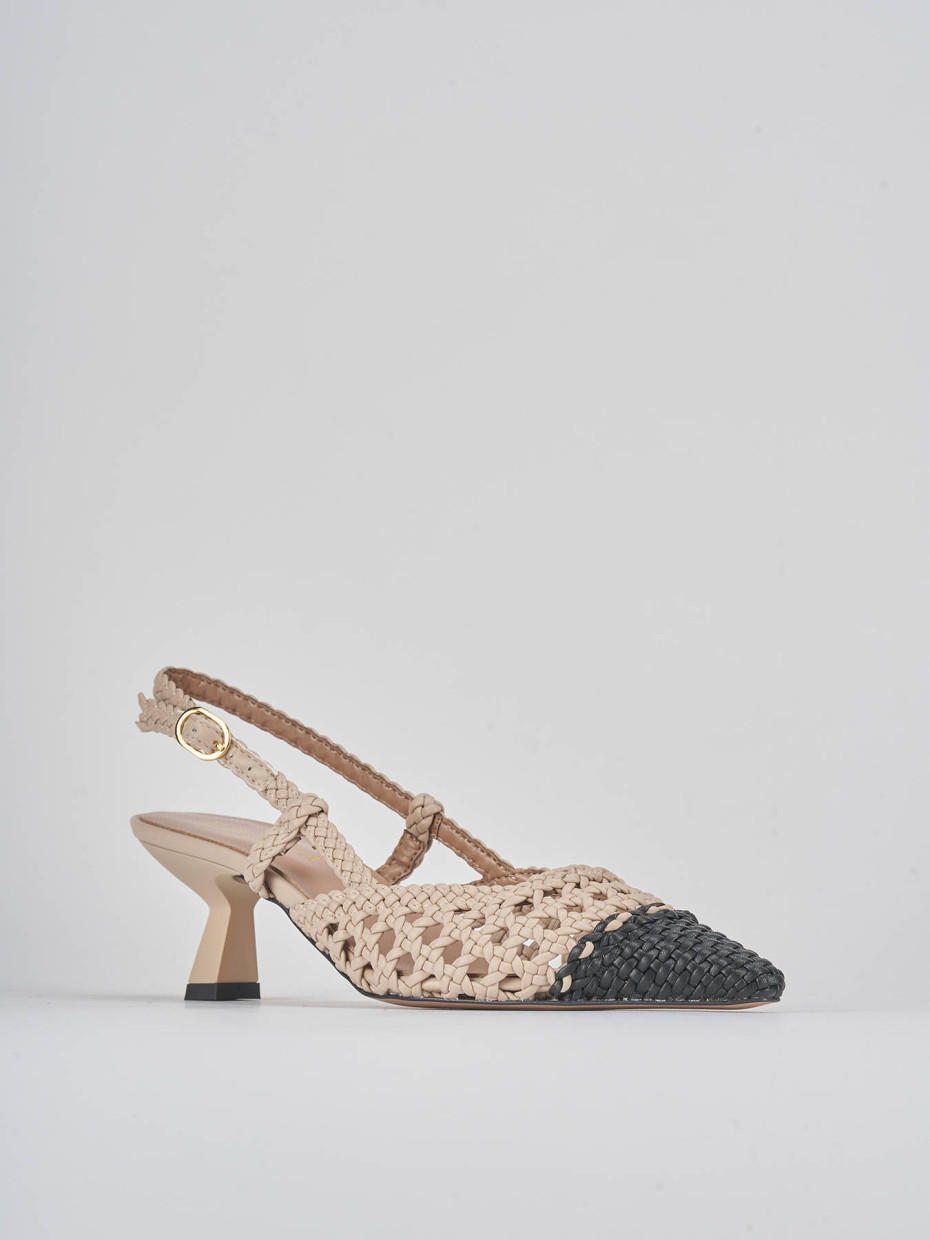 Décolleté e slingback tacco 6cm pelle beige