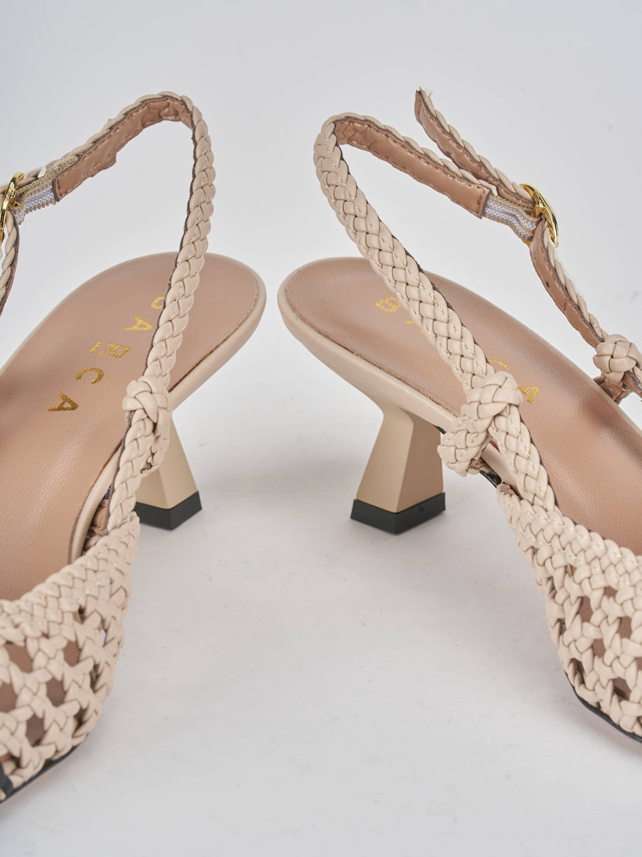 Décolleté e slingback tacco 6cm pelle beige