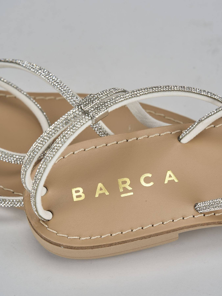 Sandalo tacco 1cm argento pelle