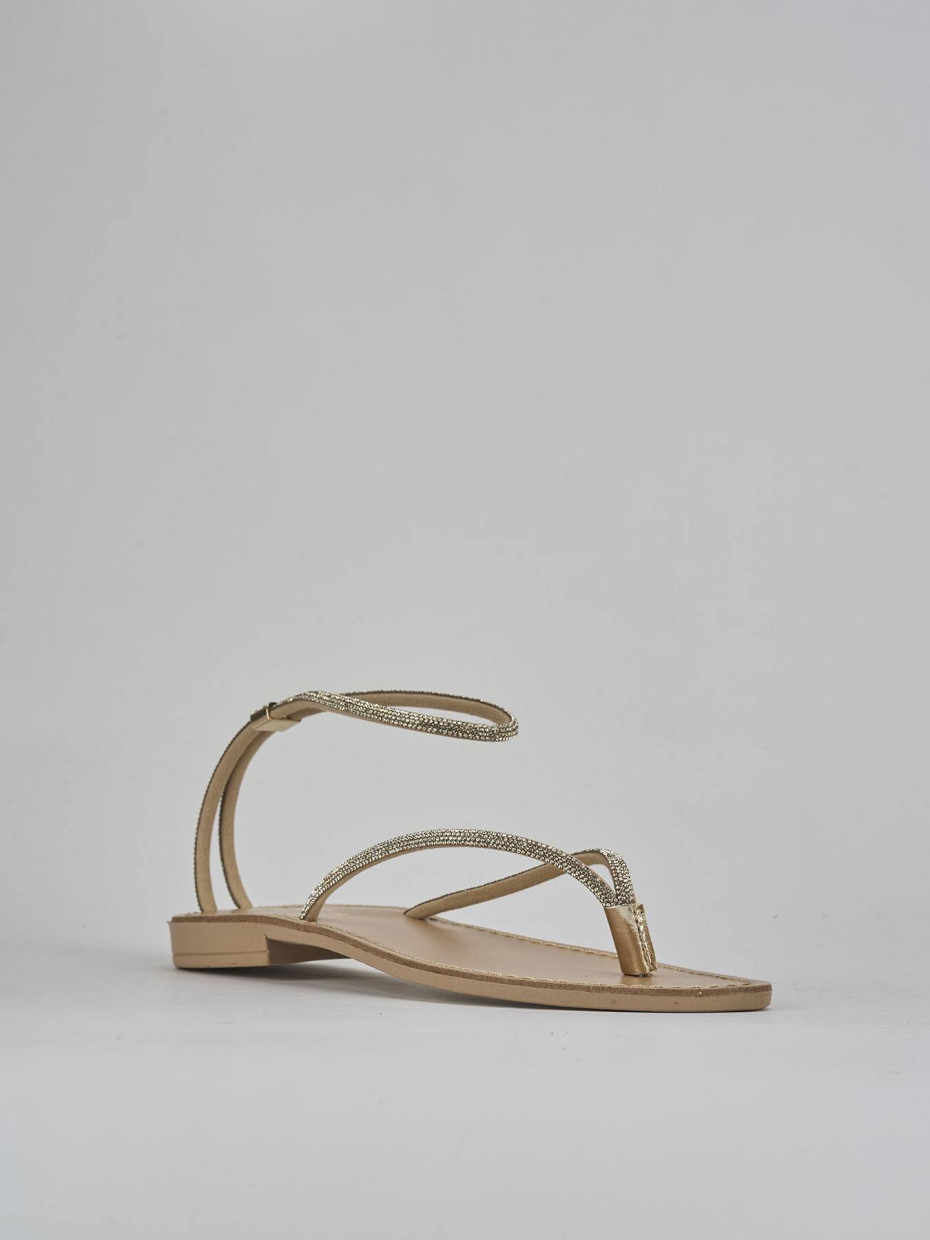 Sandalo tacco 1cm oro pelle