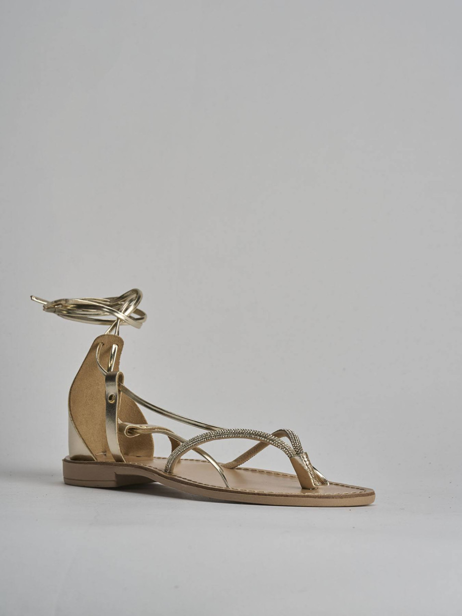 Sandalo tacco 1 cm oro pelle Barca Stores