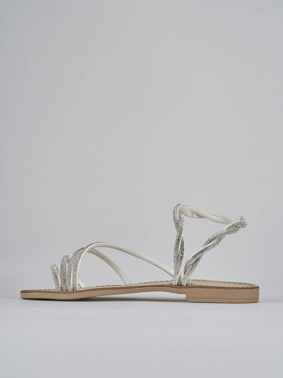 Sandalo tacco 1 cm argento pelle