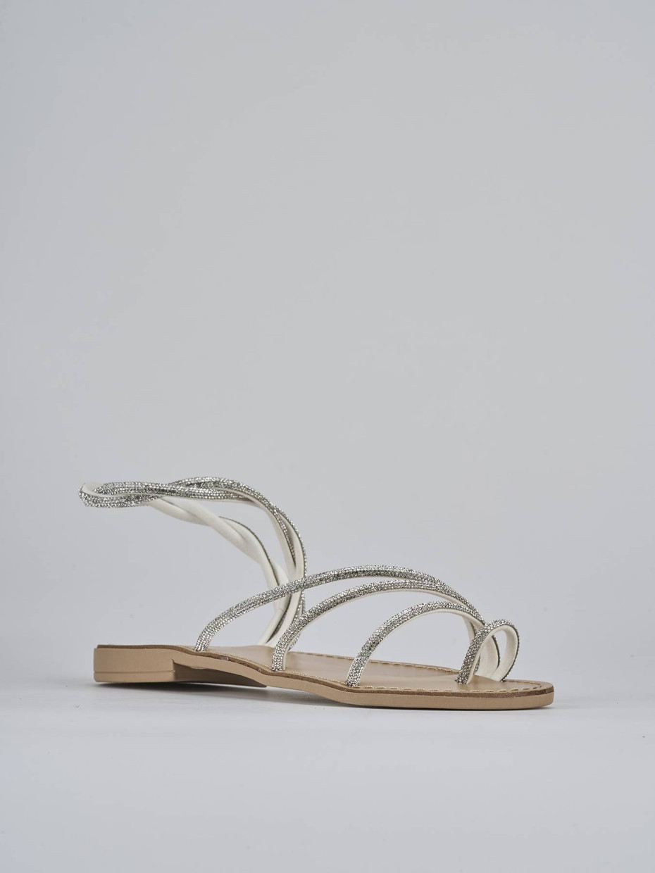 Sandalo tacco 1 cm argento pelle