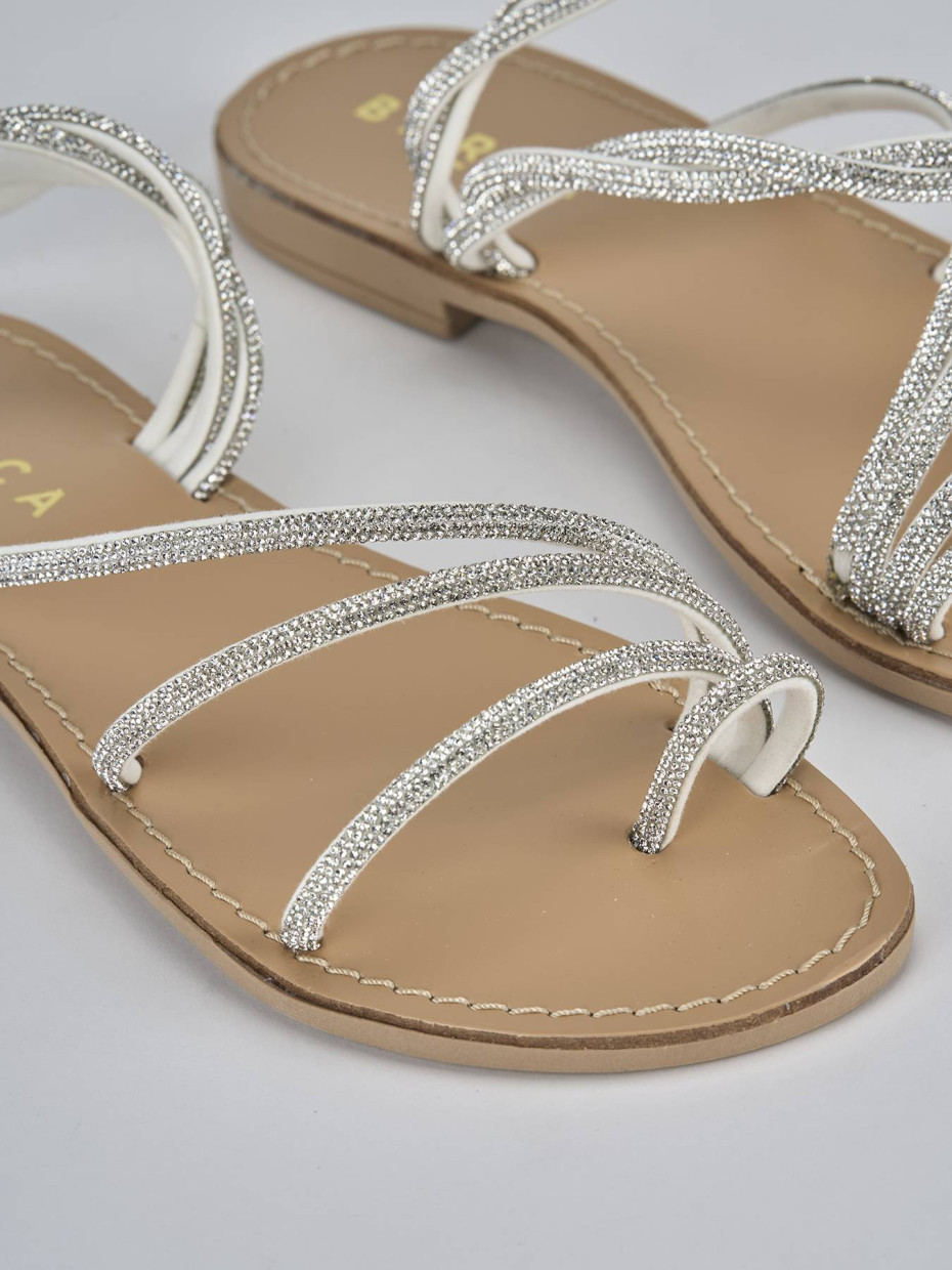 Sandalo tacco 1 cm argento pelle