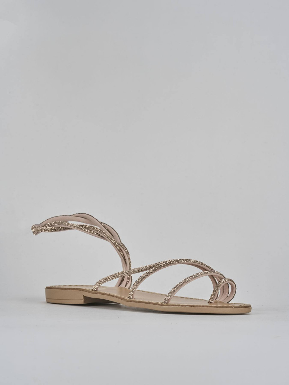 Sandalo tacco 1 cm rosa pelle