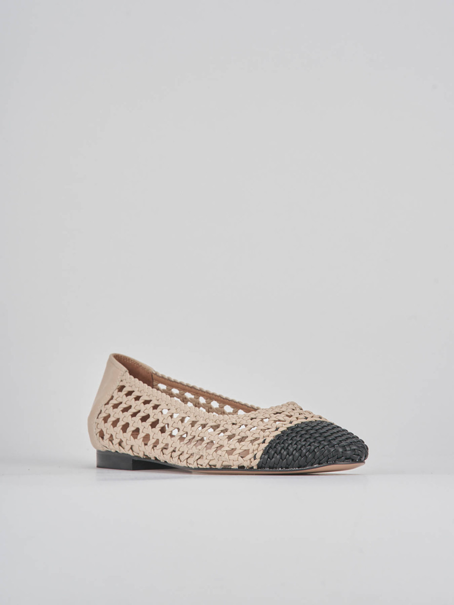 Ballerine tacco 1cm pelle beige Barca Stores
