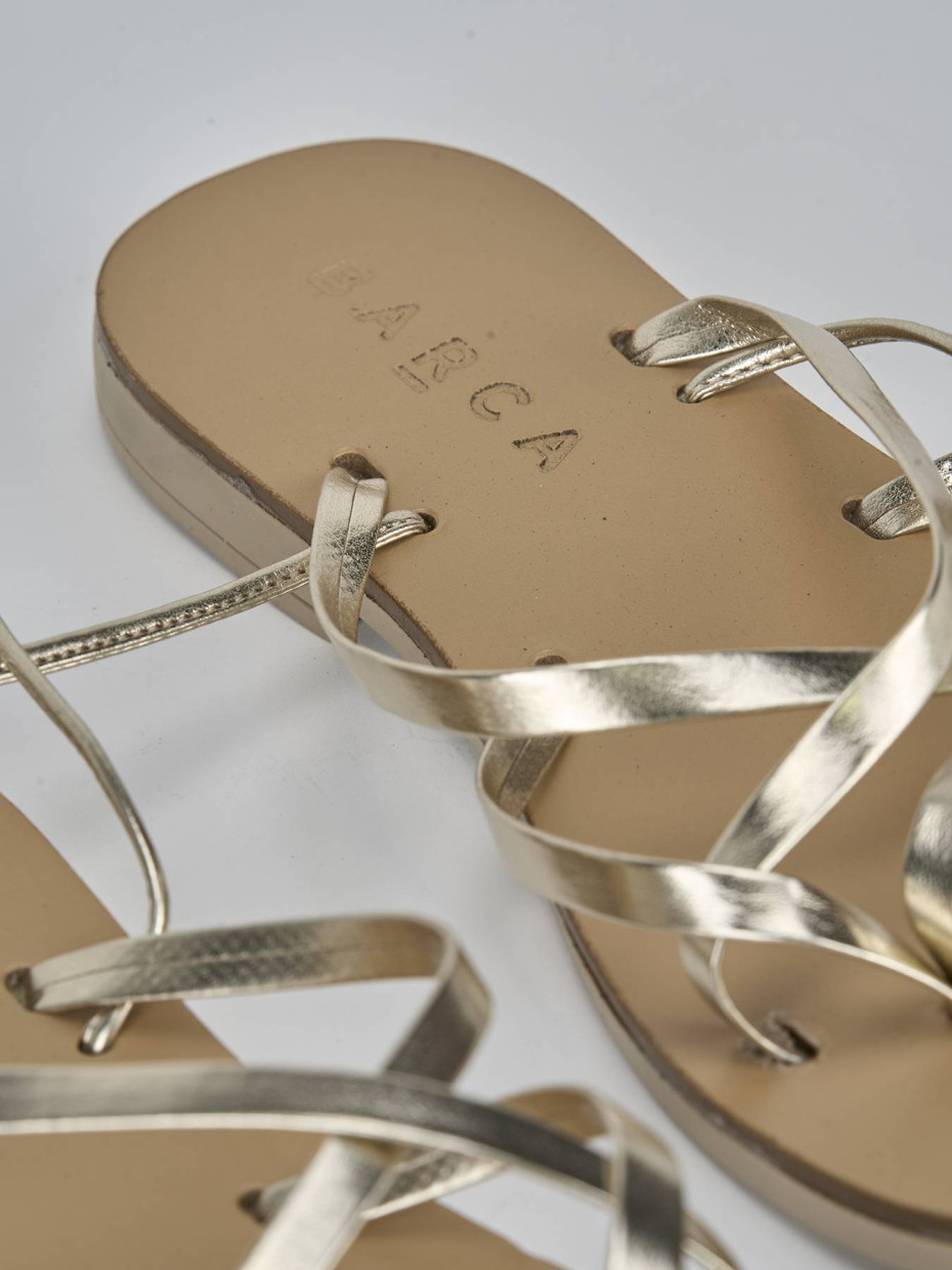 Sandali tacco 1cm pelle oro