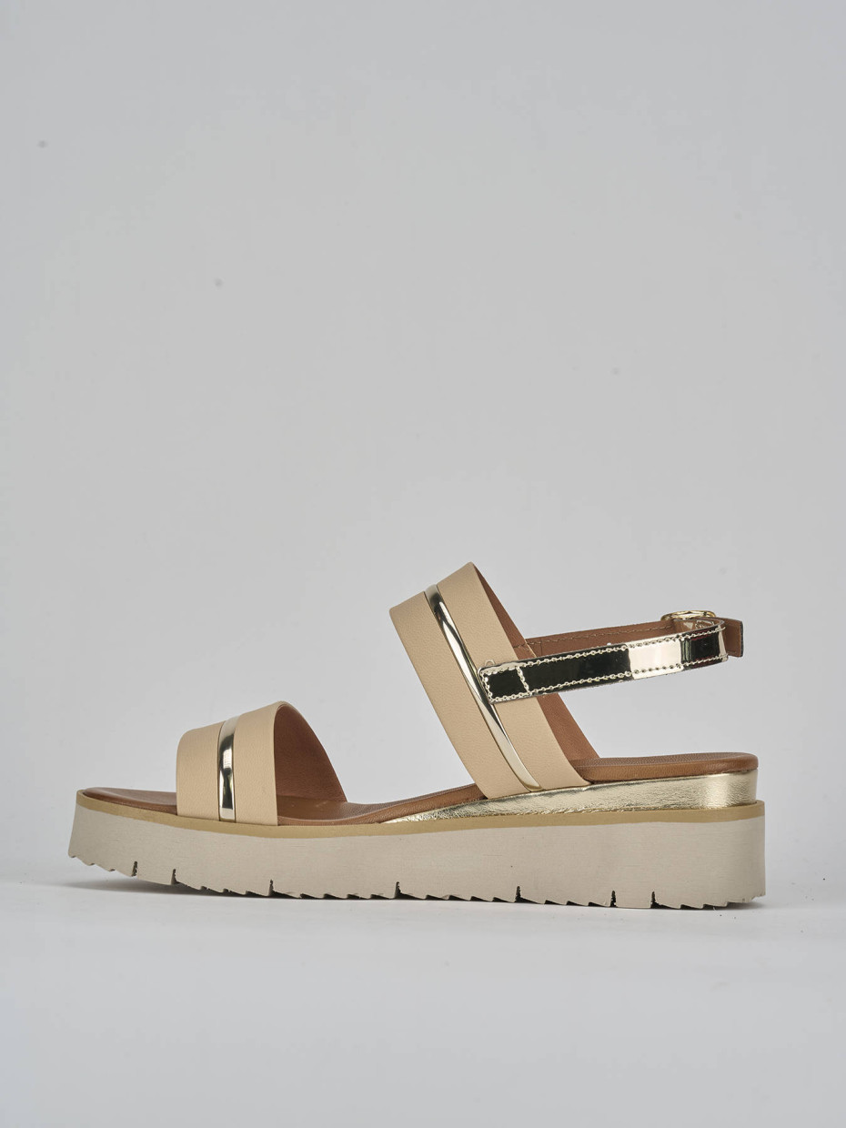 Sandali tacco 3cm pelle beige