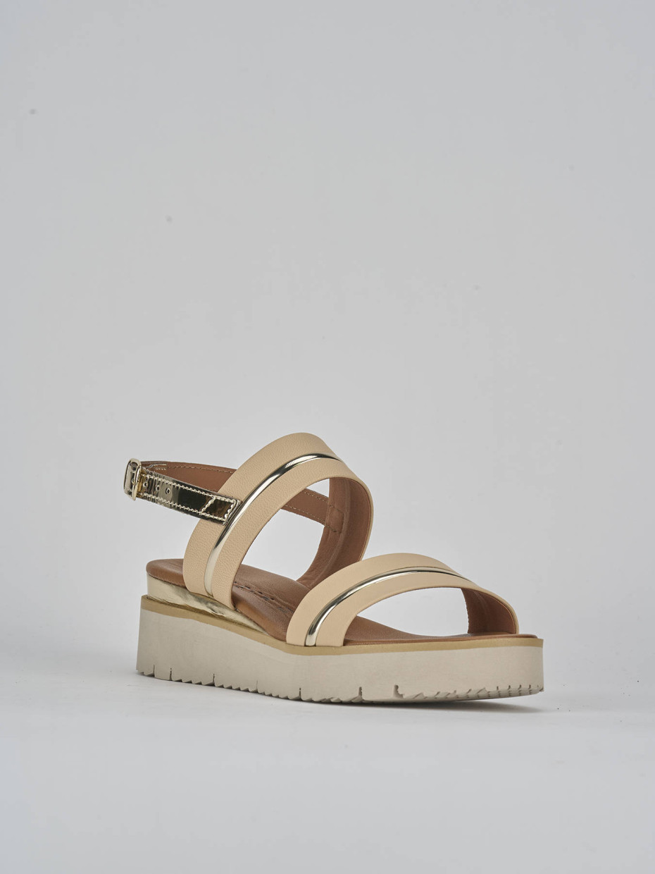 Sandali tacco 3cm pelle beige