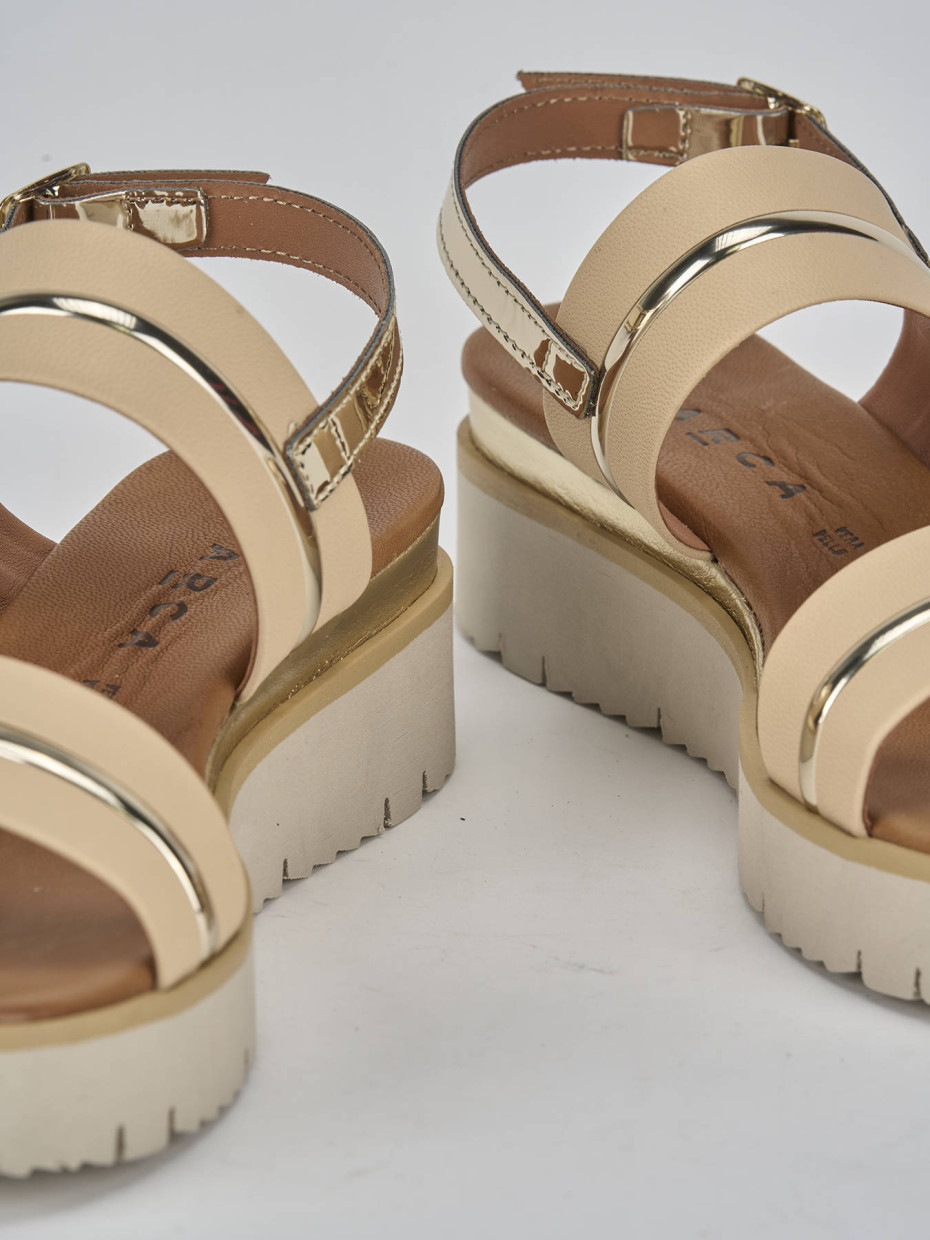 Sandali tacco 3cm pelle beige Barca Stores