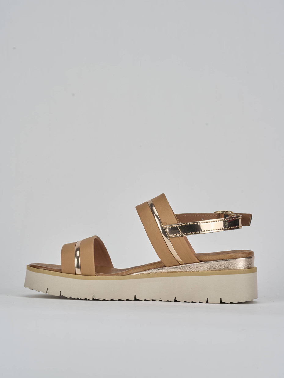 Sandali tacco 3cm pelle marrone