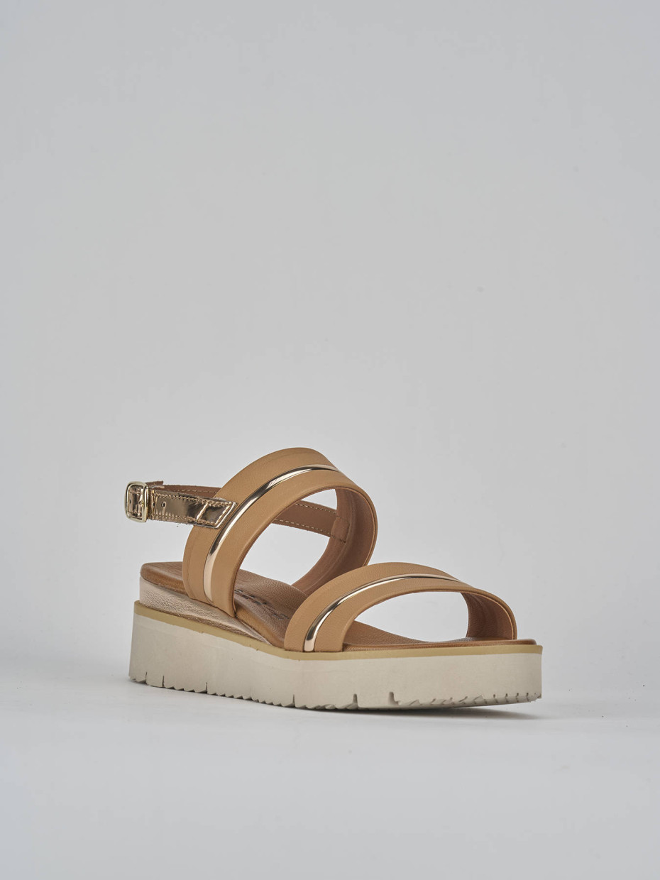Sandali tacco 3cm pelle marrone