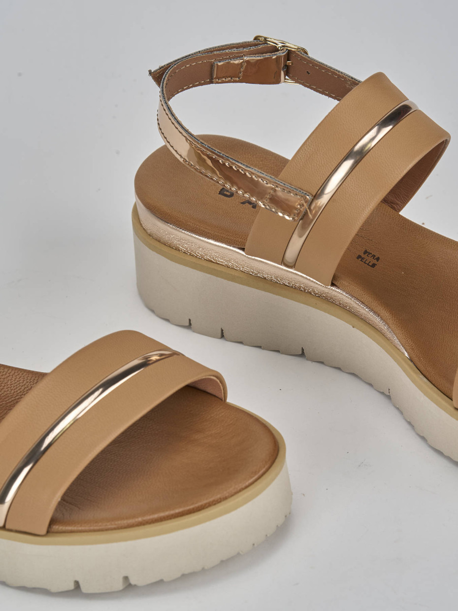 Sandali tacco 3cm pelle marrone