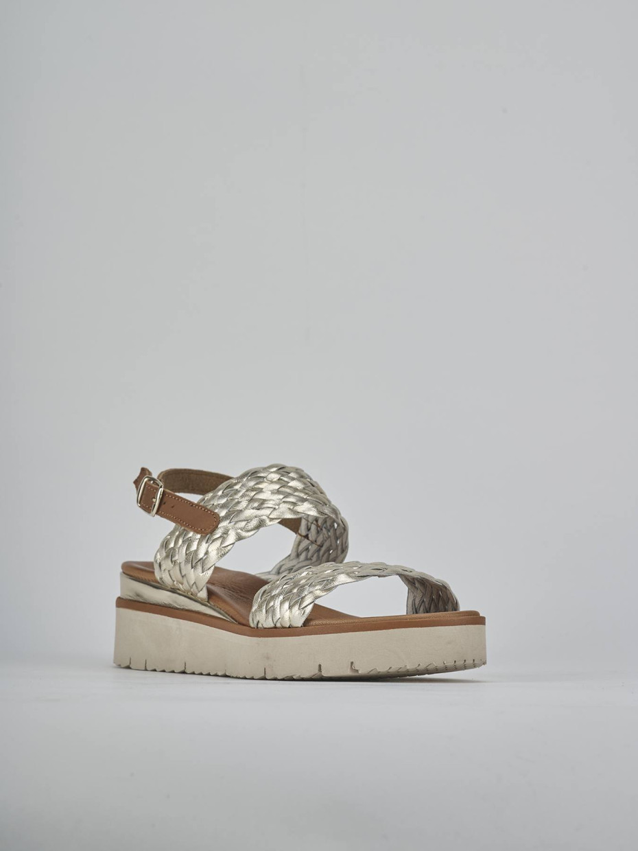 Sandali zeppa tacco 3cm pelle oro