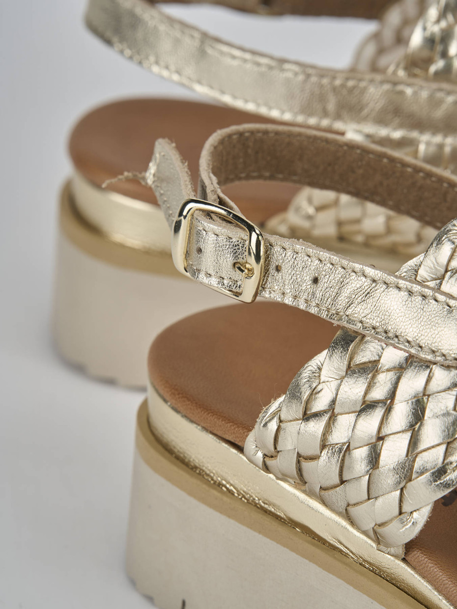 Sandali zeppa tacco 3cm pelle oro Barca Stores