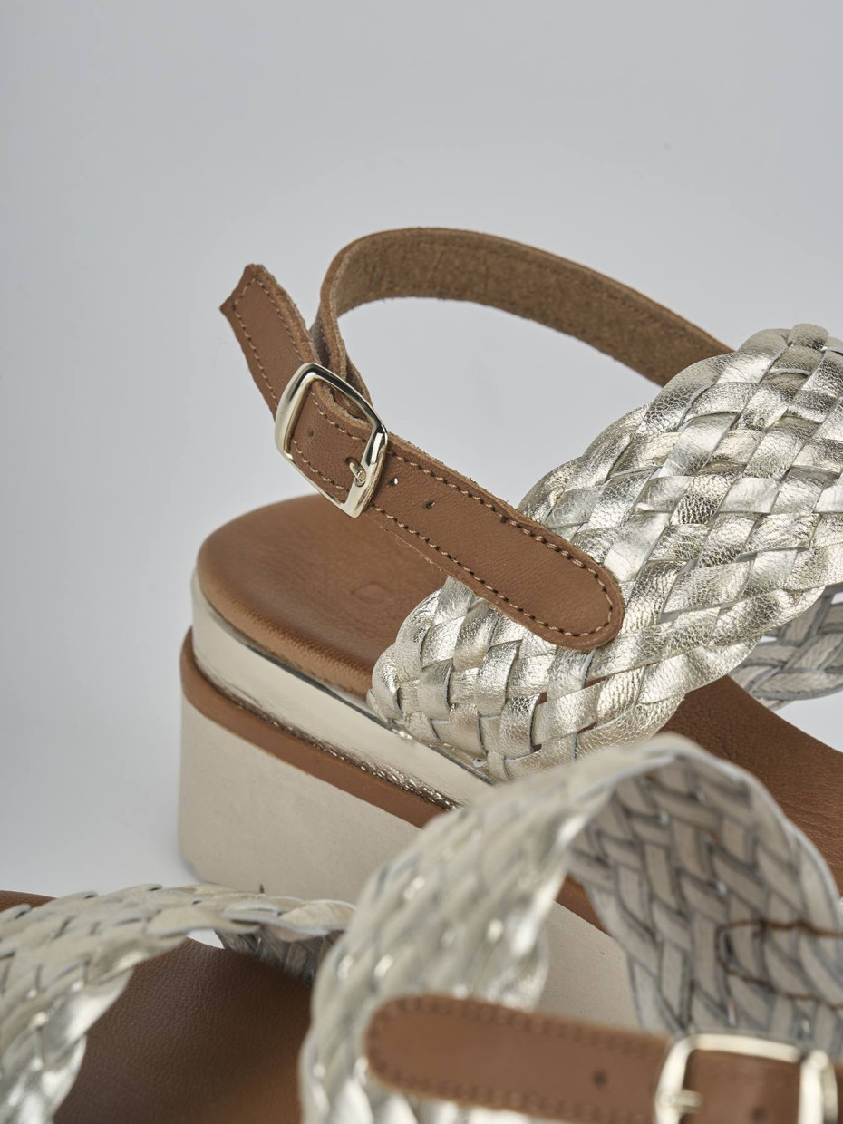 Sandali zeppa tacco 3cm pelle oro