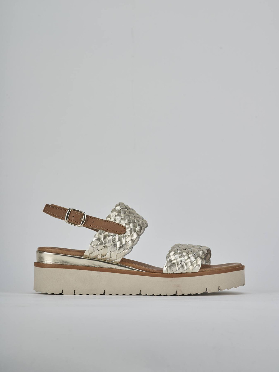 Sandali zeppa tacco 3cm pelle oro