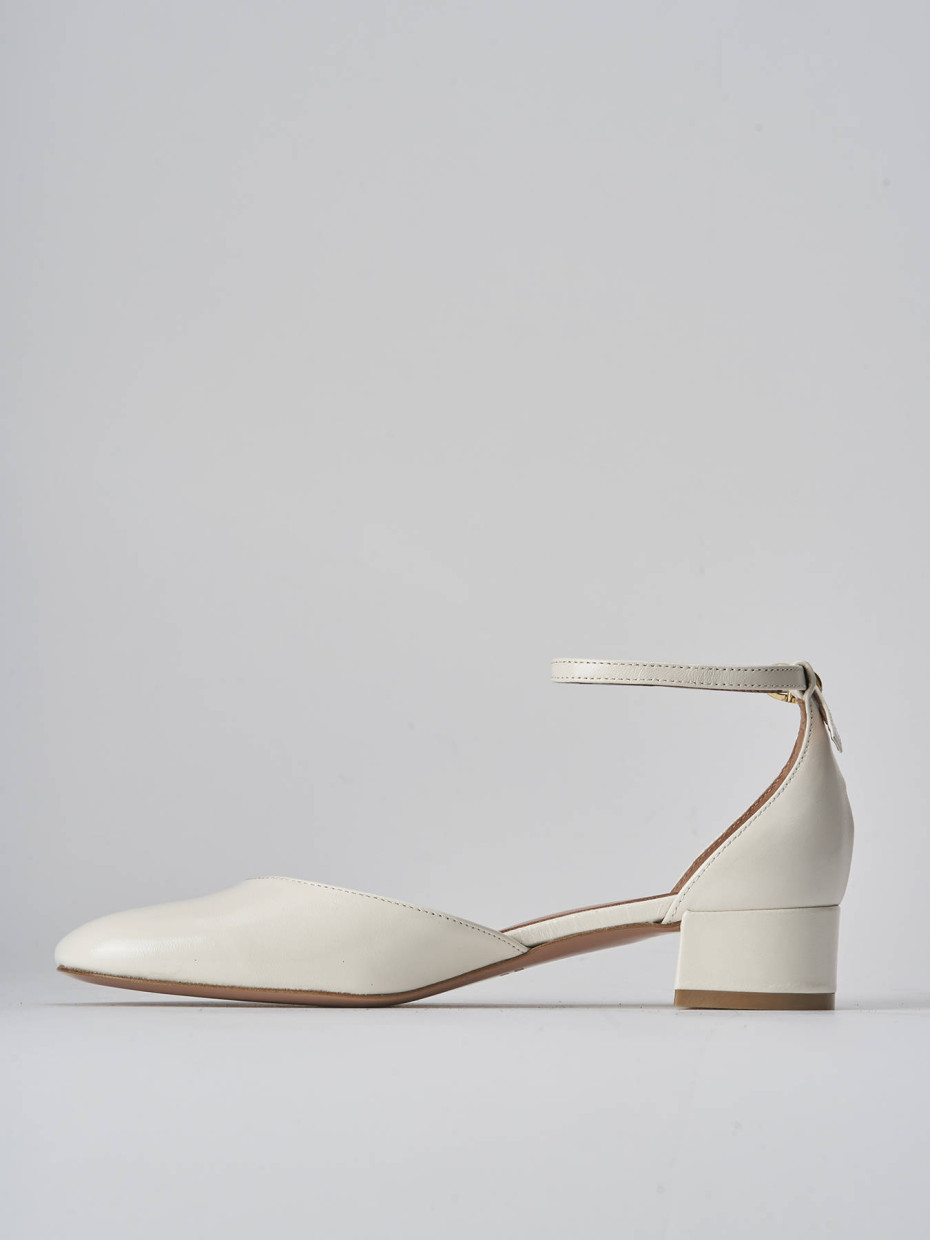 Décolleté e slingback tacco 3cm vernice bianco