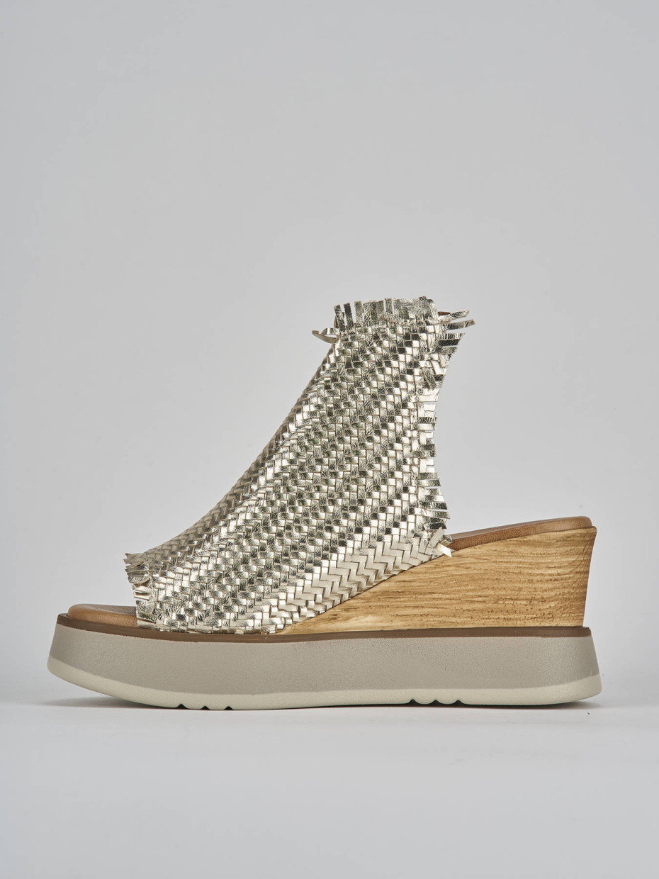 Ciabatte tacco 8cm pelle oro