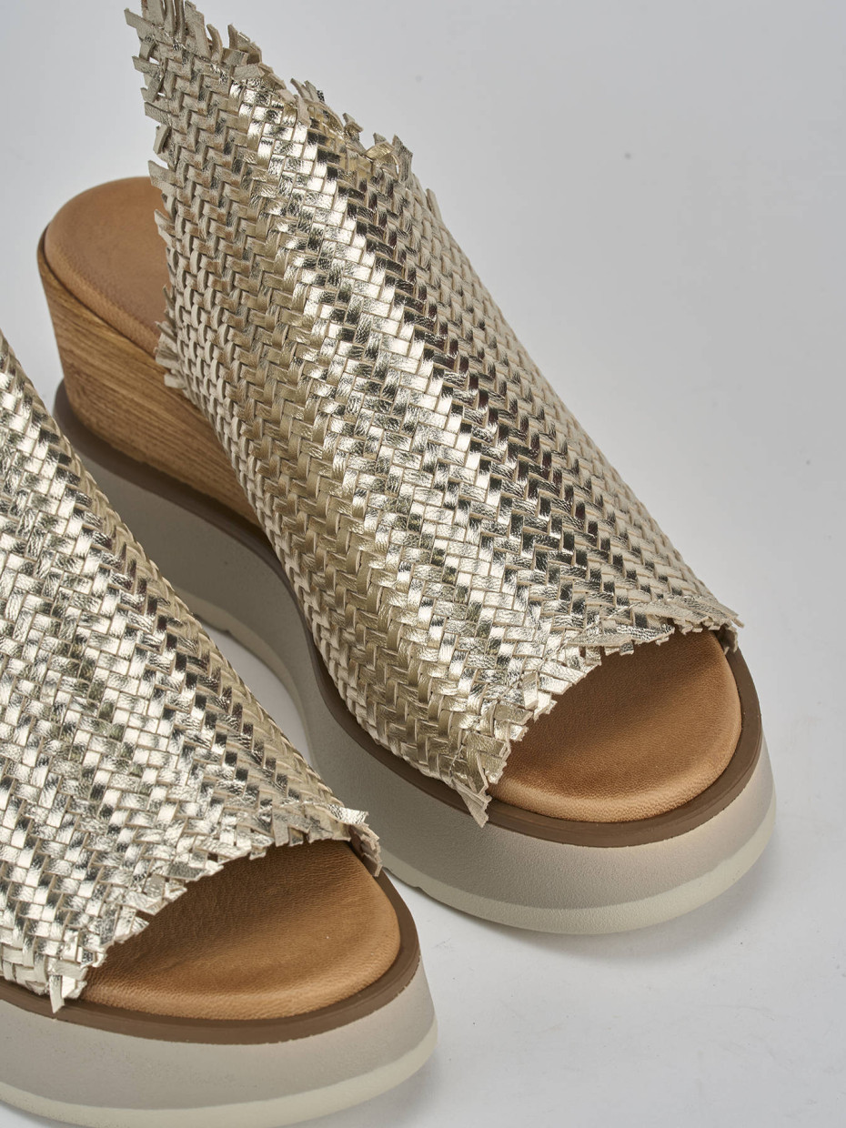 Ciabatte tacco 8cm pelle oro