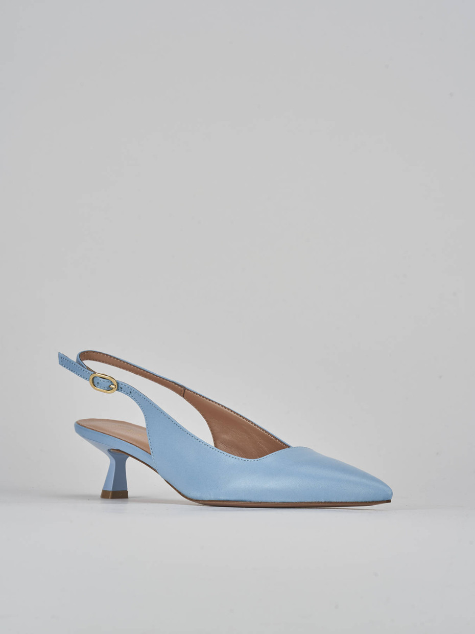 Décolleté e slingback tacco 5cm pelle azzurro