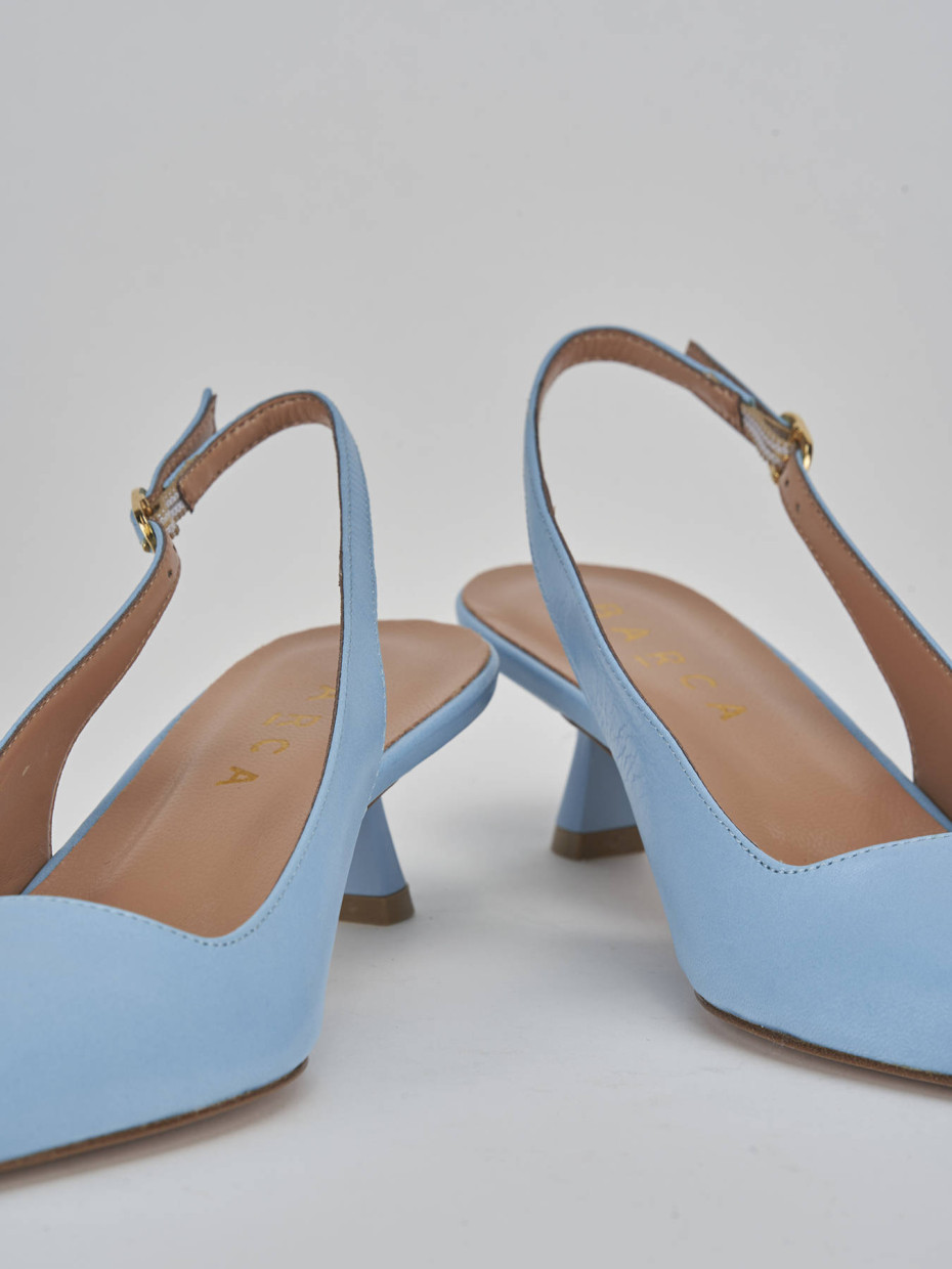 Décolleté e slingback tacco 5cm pelle azzurro