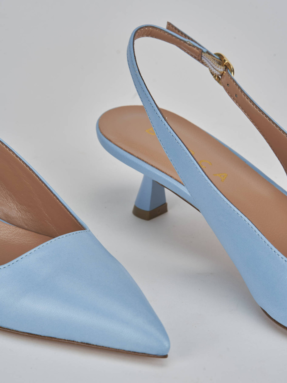 Décolleté e slingback tacco 5cm pelle azzurro