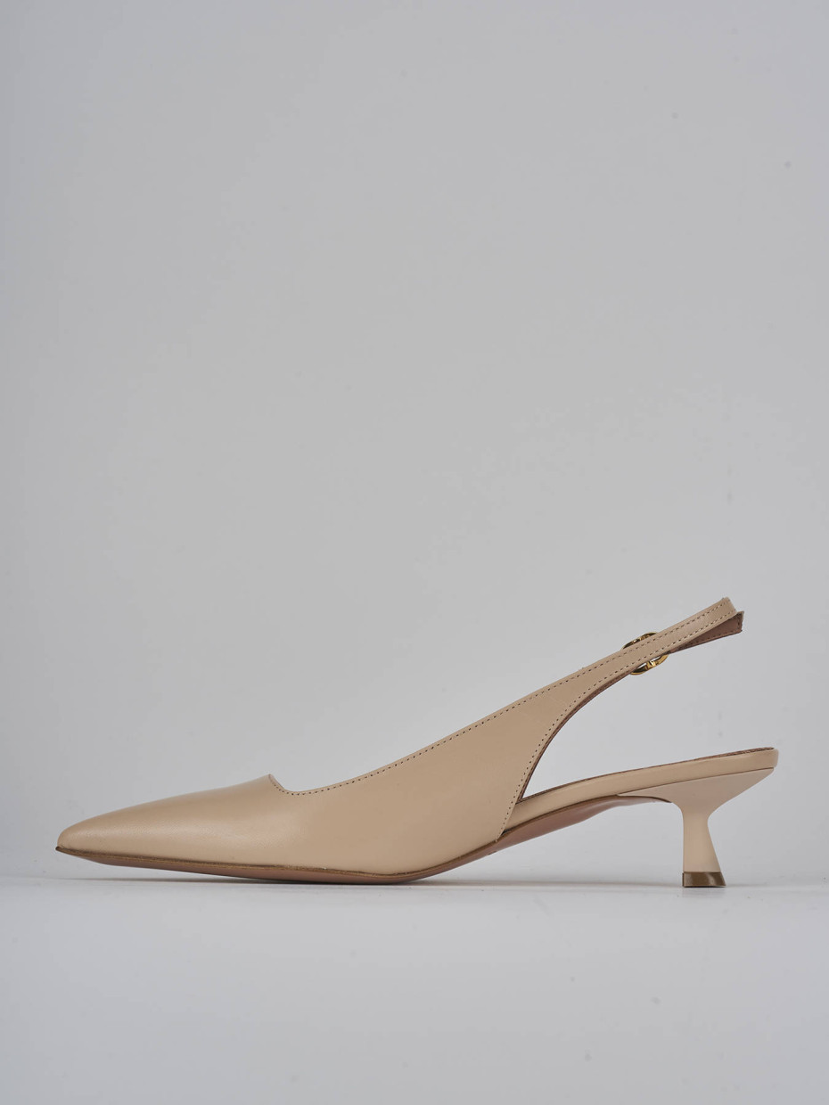 Décolleté e slingback tacco 5cm pelle beige