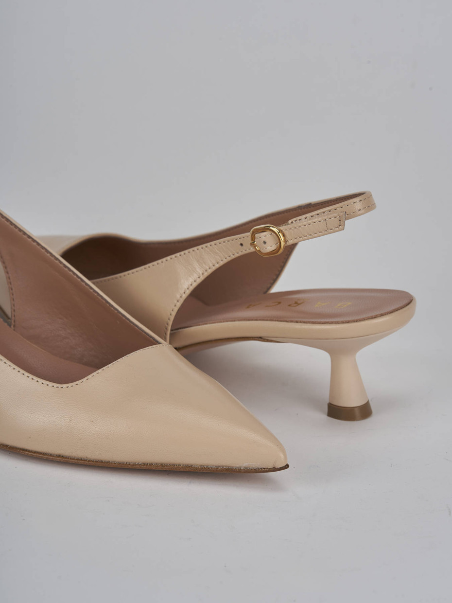 Décolleté e slingback tacco 5cm pelle beige