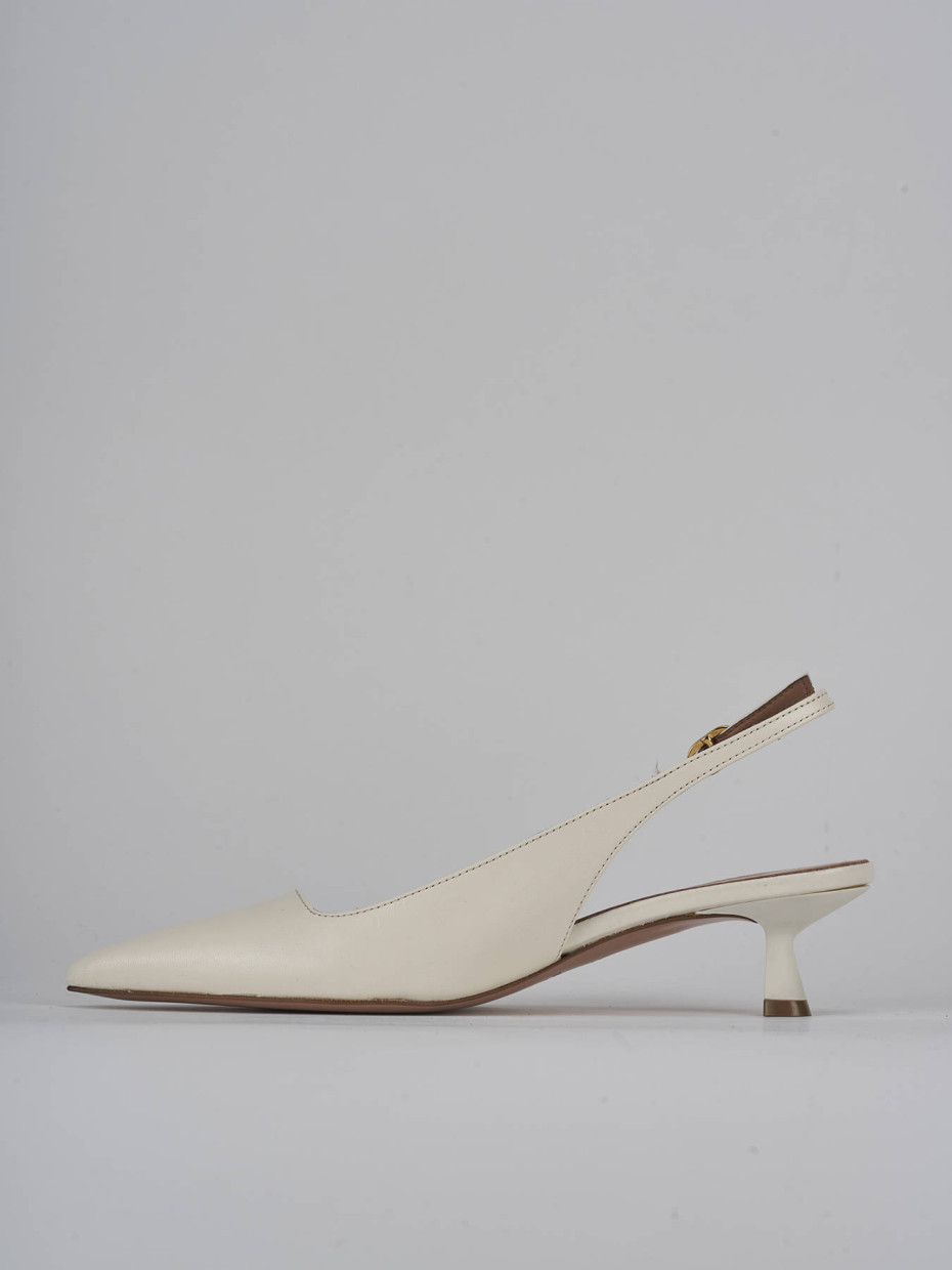 Décolleté e slingback tacco 5cm pelle bianco