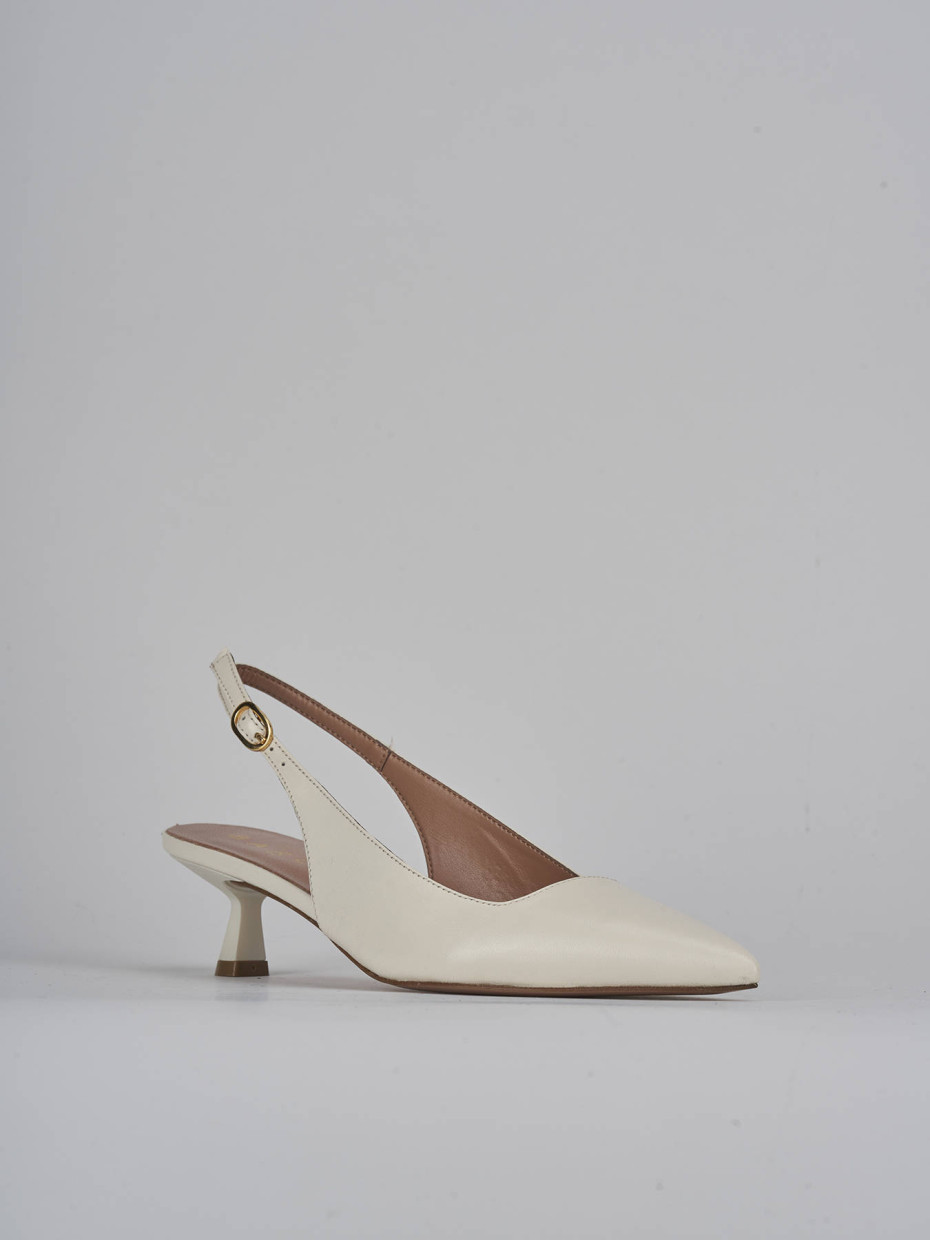 Décolleté e slingback tacco 5cm pelle bianco