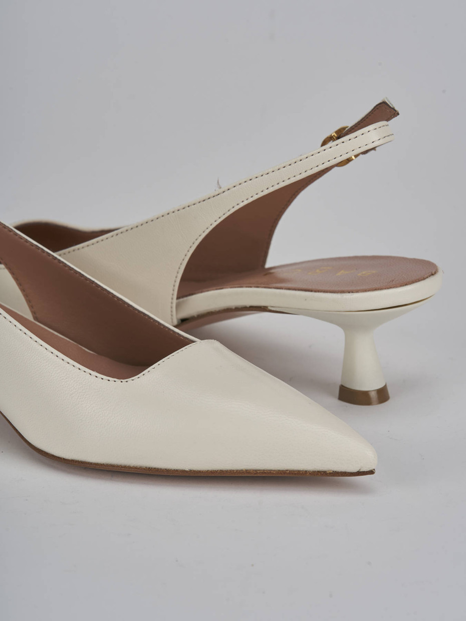 Décolleté e slingback tacco 5cm pelle bianco