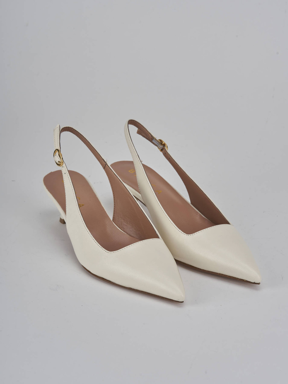 Décolleté e slingback tacco 5cm pelle bianco