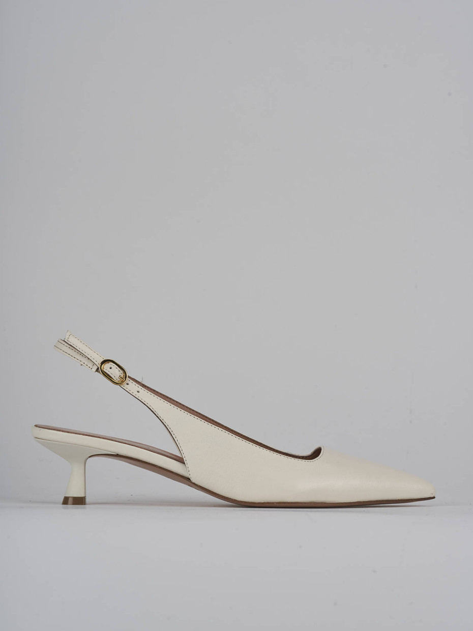 Décolleté e slingback tacco 5cm pelle bianco