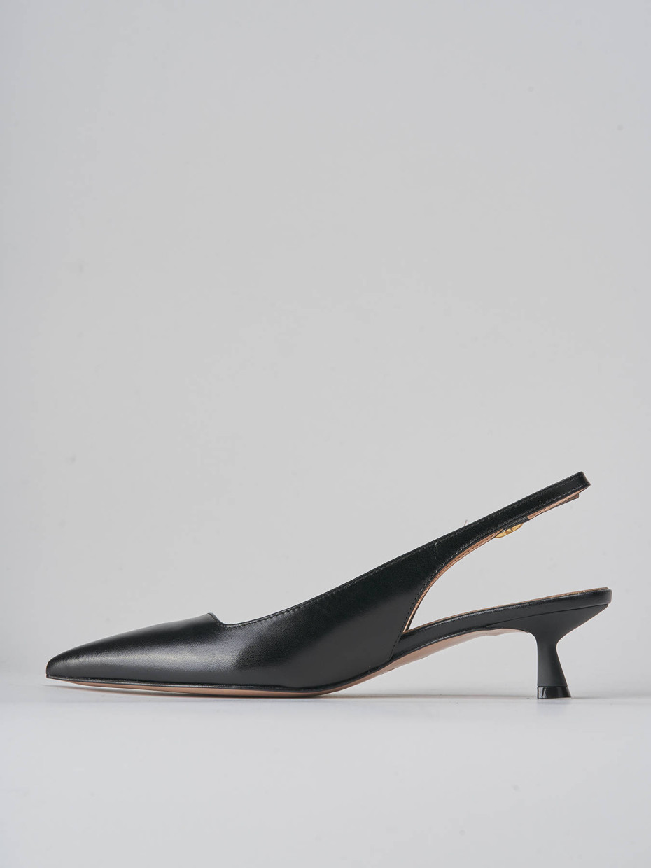 Décolleté e slingback tacco 5cm pelle nero