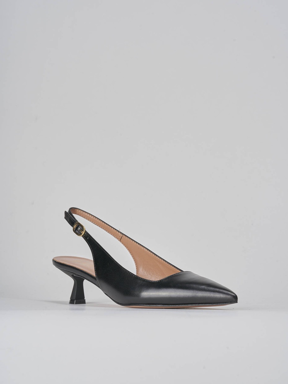 Décolleté e slingback tacco 5cm pelle nero