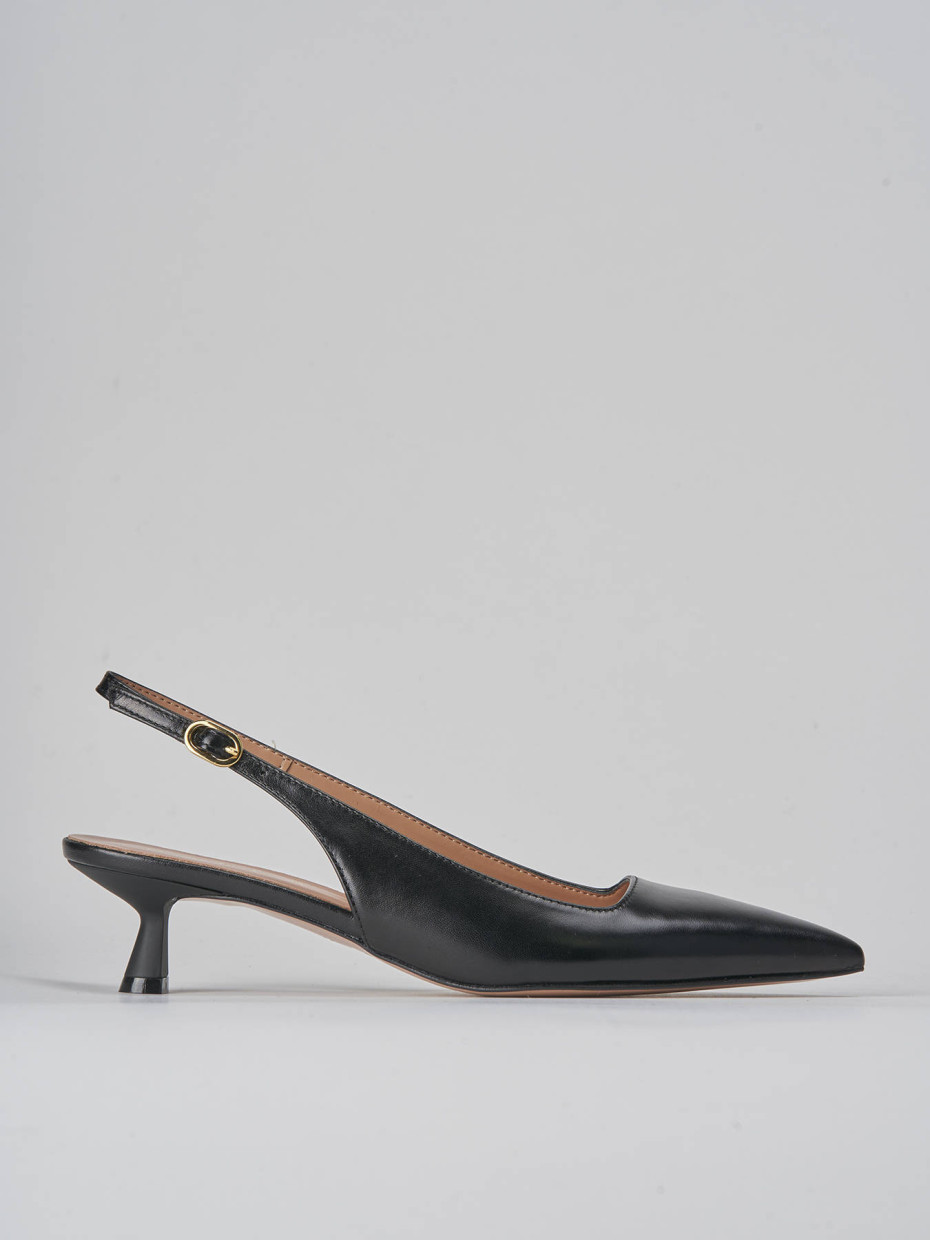 Décolleté e slingback tacco 5cm pelle nero