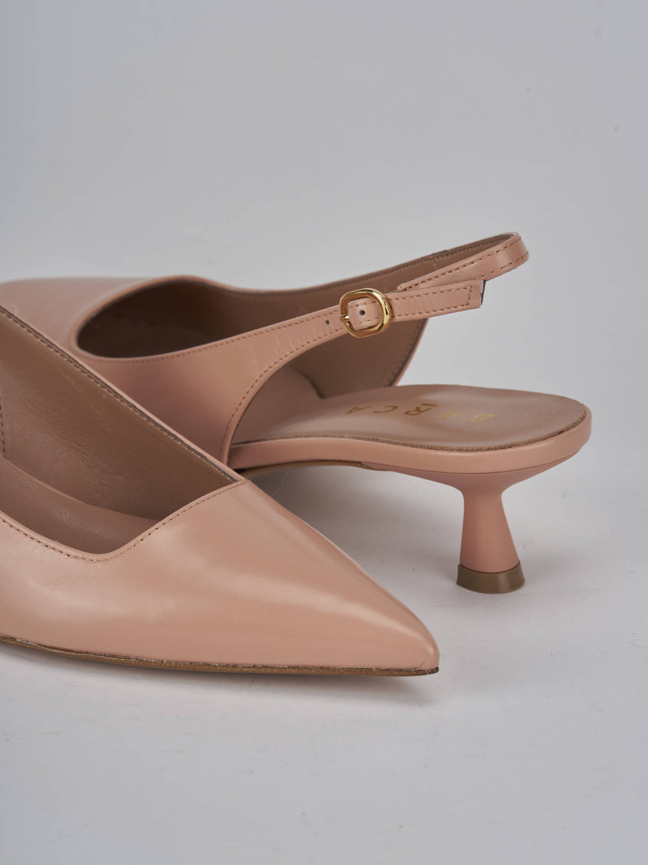 Décolleté e slingback tacco 5cm pelle rosa