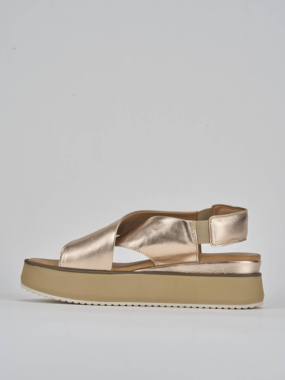 Sandali zeppa tacco 4cm pelle bronzo