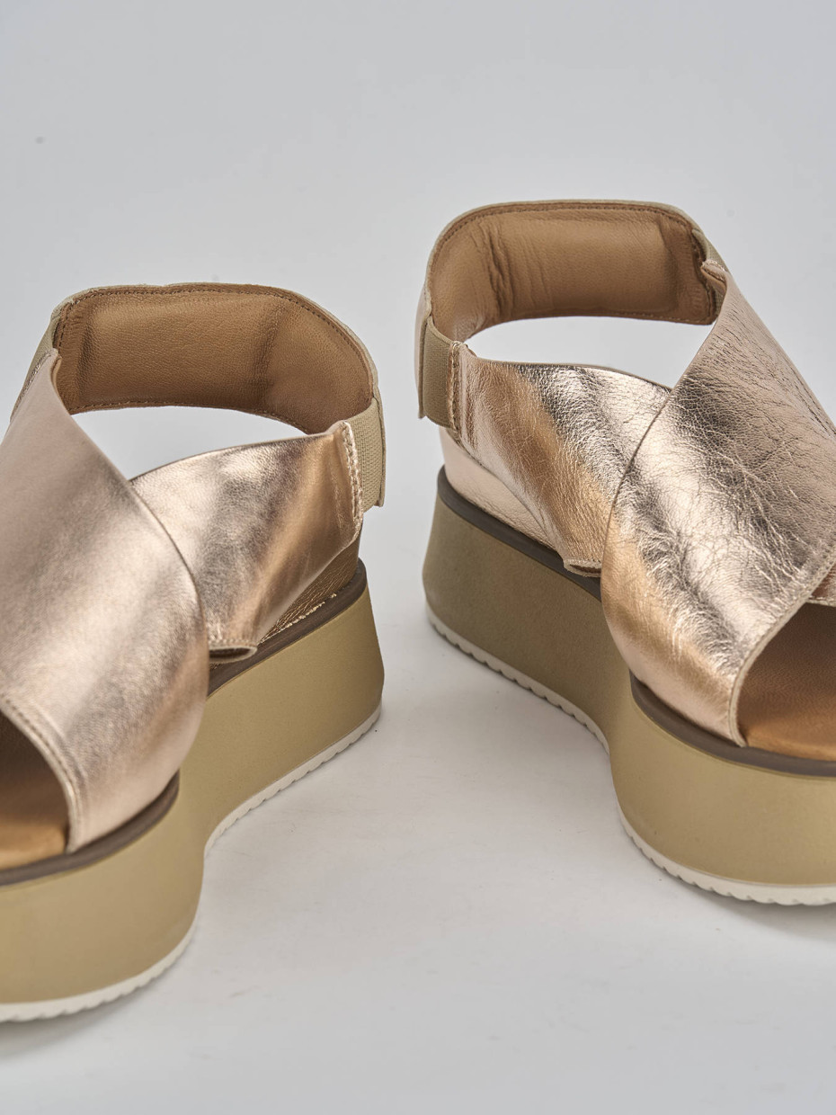 Sandali zeppa tacco 4cm pelle bronzo