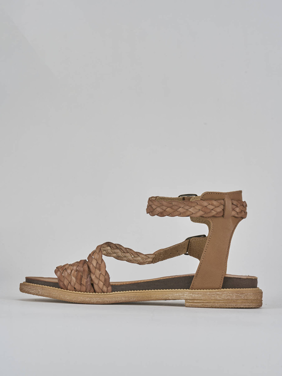 Sandali tacco 1cm pelle marrone