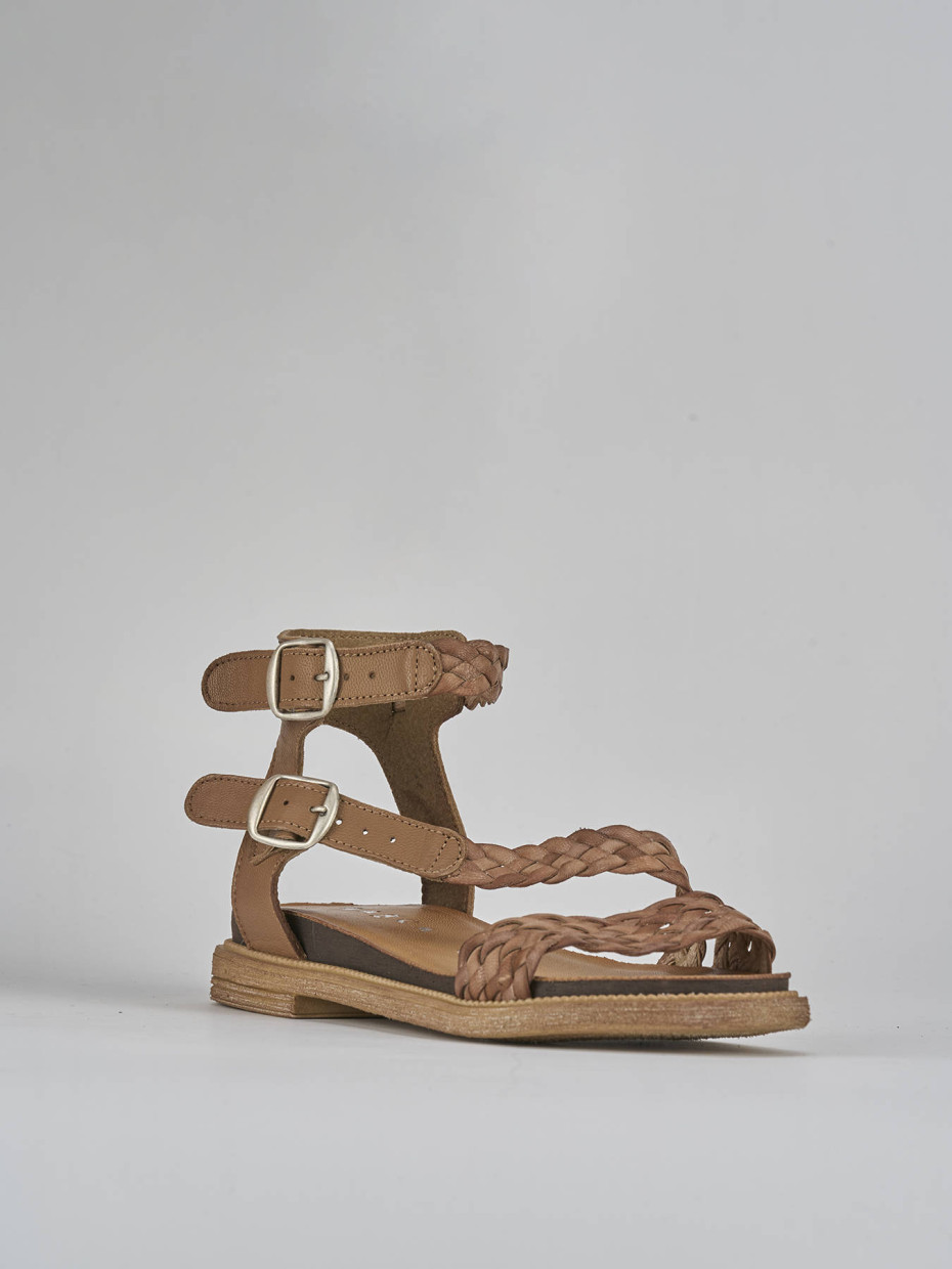 Sandali tacco 1cm pelle marrone