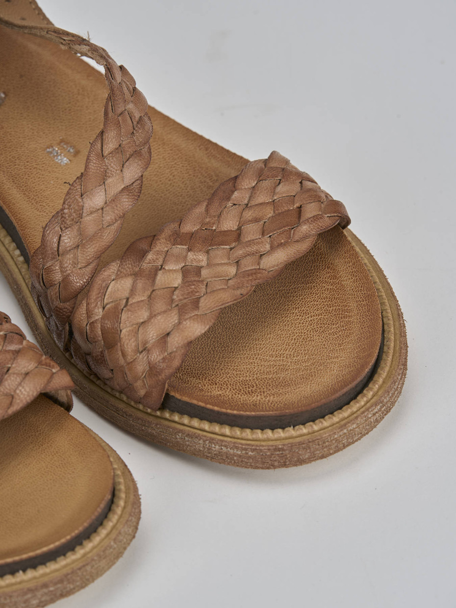 Sandali tacco 1cm pelle marrone