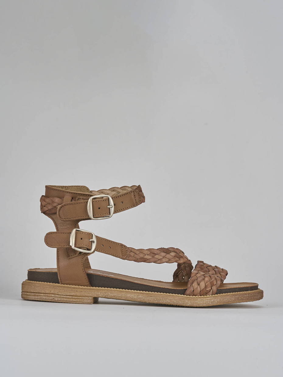 Sandali tacco 1cm pelle marrone