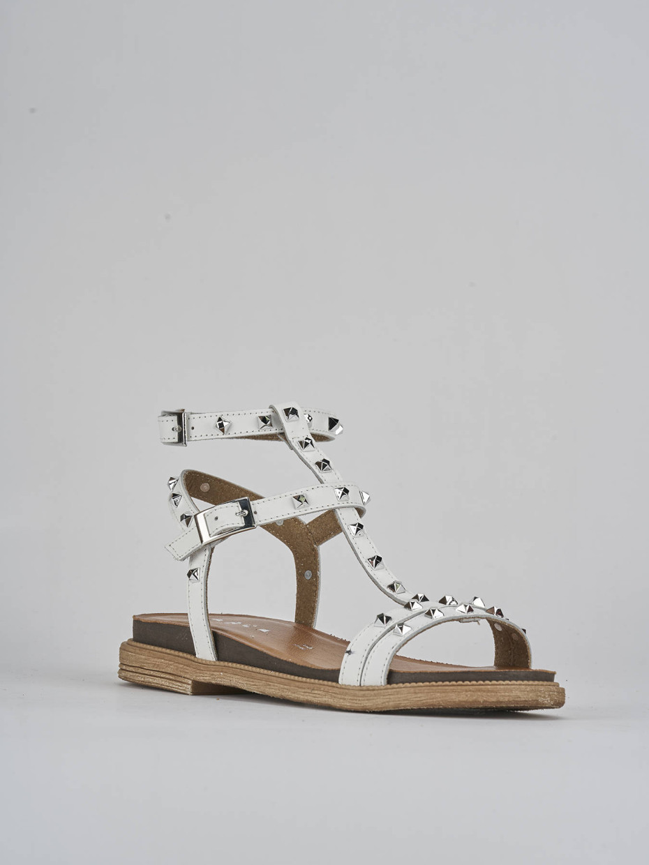 Sandali tacco 1cm pelle bianco