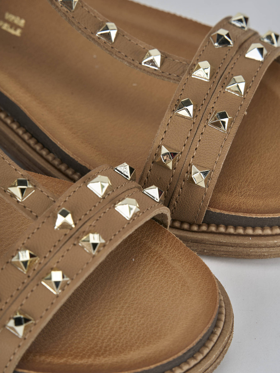 Sandali tacco 1cm pelle marrone
