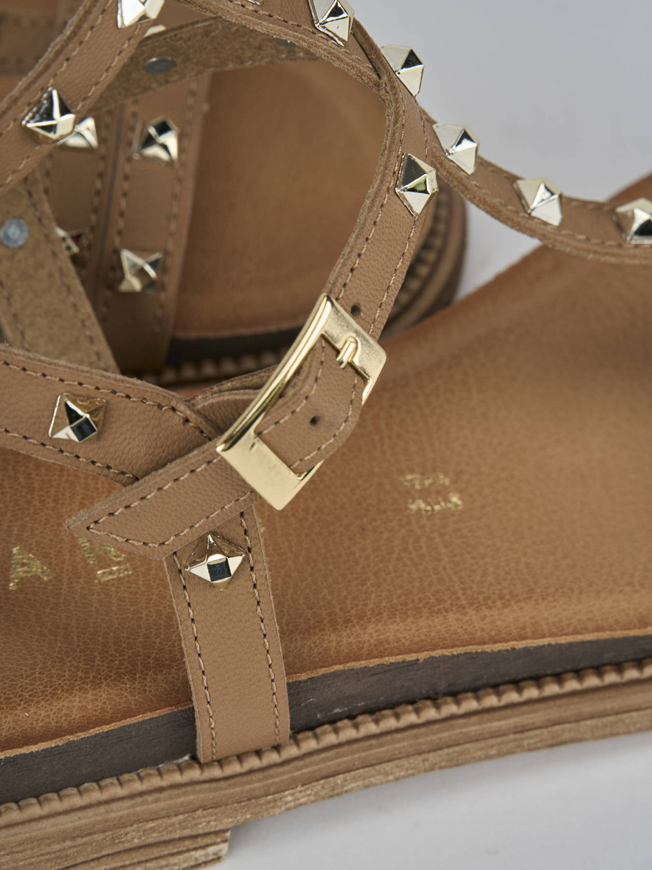 Sandali tacco 1cm pelle marrone