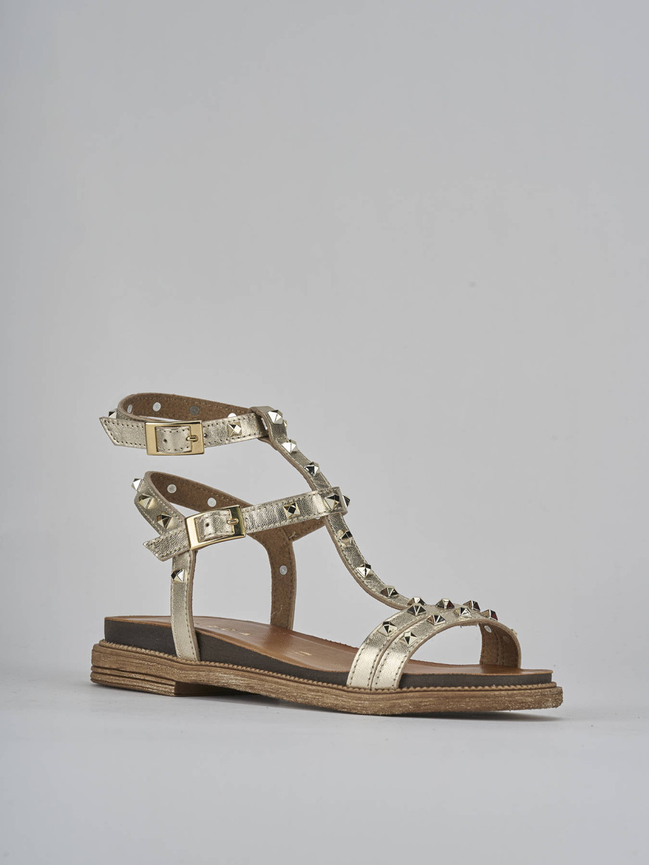 Sandali tacco 1cm pelle oro