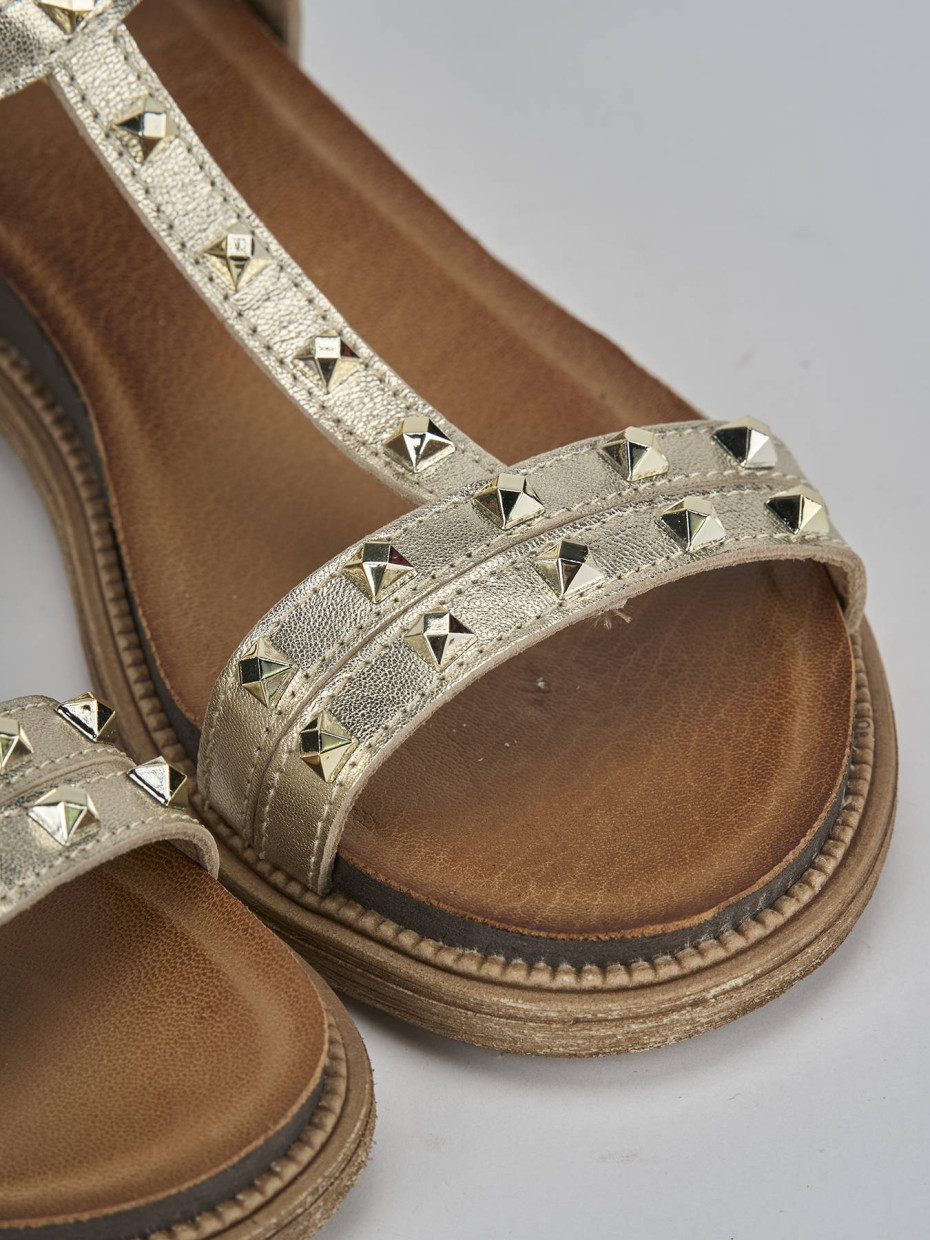 Sandali tacco 1cm pelle oro